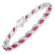 Bids.com 7.78 Carat Genuine Ruby and White Diamond 10K White Gold Bracelet Bracelets White Smoke size 7.00