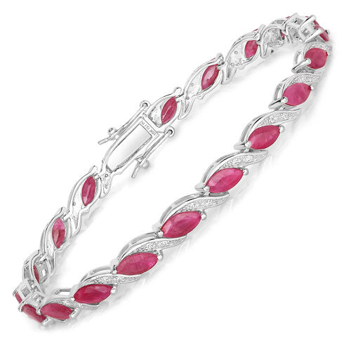 Bids.com 7.78 Carat Genuine Ruby and White Diamond 10K White Gold Bracelet Bracelets White Smoke size 7.00