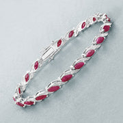 Bids.com 7.78 Carat Genuine Ruby and White Diamond 10K White Gold Bracelet Bracelets Gray size 7.00