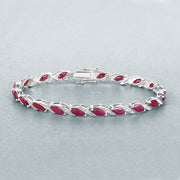Bids.com 7.78 Carat Genuine Ruby and White Diamond 10K White Gold Bracelet Bracelets Gray size 7.00