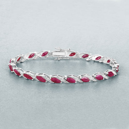 Bids.com 7.78 Carat Genuine Ruby and White Diamond 10K White Gold Bracelet Bracelets Gray size 7.00