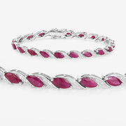Bids.com 7.78 Carat Genuine Ruby and White Diamond 10K White Gold Bracelet Bracelets White Smoke size 7.00