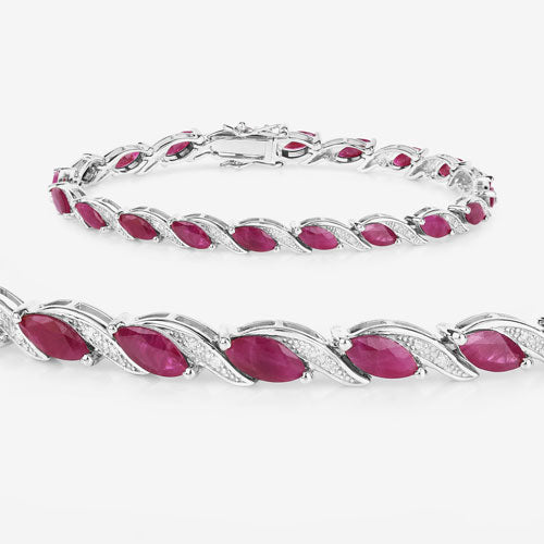 Bids.com 7.78 Carat Genuine Ruby and White Diamond 10K White Gold Bracelet Bracelets White Smoke size 7.00