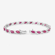 Bids.com 7.78 Carat Genuine Ruby and White Diamond 10K White Gold Bracelet Bracelets White Smoke size 7.00