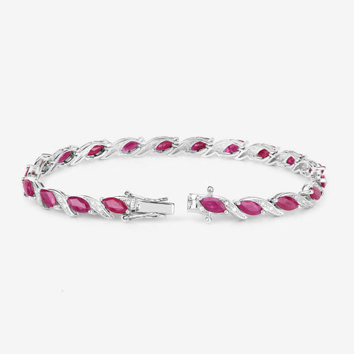 Bids.com 7.78 Carat Genuine Ruby and White Diamond 10K White Gold Bracelet Bracelets White Smoke size 7.00