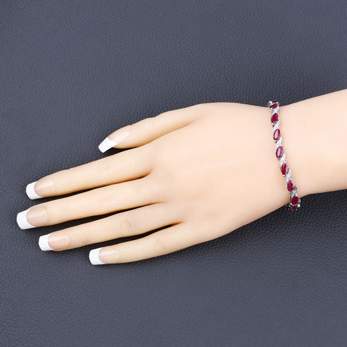 Bids.com 7.78 Carat Genuine Ruby and White Diamond 10K White Gold Bracelet Bracelets Bisque size 7.00