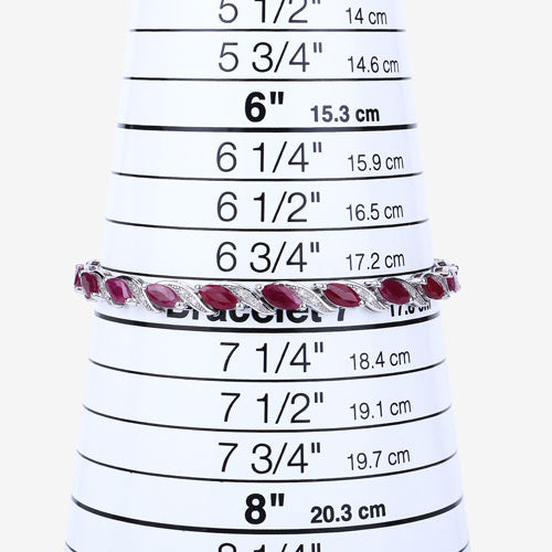 Bids.com 7.78 Carat Genuine Ruby and White Diamond 10K White Gold Bracelet Bracelets White Smoke size 7.00