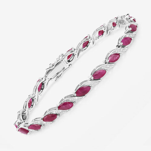 Bids.com 7.78 Carat Genuine Ruby and White Diamond 10K White Gold Bracelet Bracelets White Smoke size 7.00