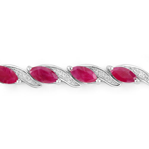 Bids.com 7.78 Carat Genuine Ruby and White Diamond 10K White Gold Bracelet Bracelets White Smoke size 7.00