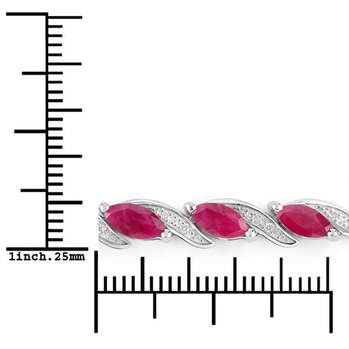 Bids.com 7.78 Carat Genuine Ruby and White Diamond 10K White Gold Bracelet Bracelets White Smoke size 7.00