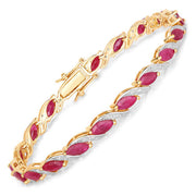 Bids.com 7.78 Carat Genuine Ruby and White Diamond 10K Yellow Gold Bracelet Bracelets White Smoke size 7.00