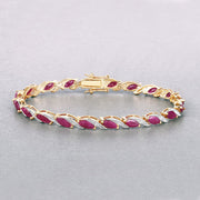Bids.com 7.78 Carat Genuine Ruby and White Diamond 10K Yellow Gold Bracelet Bracelets Gray size 7.00