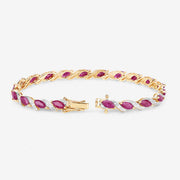 Bids.com 7.78 Carat Genuine Ruby and White Diamond 10K Yellow Gold Bracelet Bracelets White Smoke size 7.00
