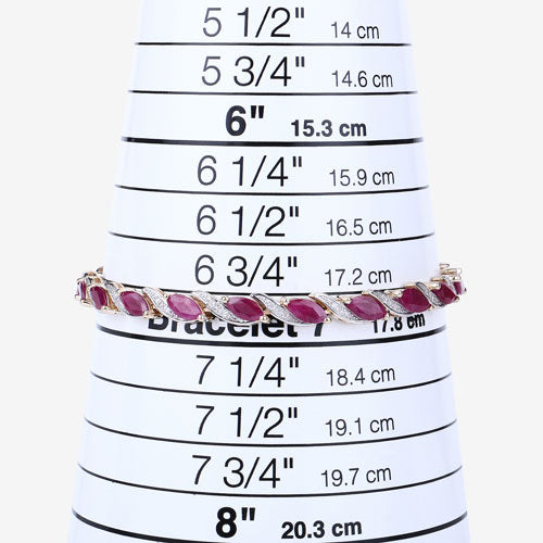 Bids.com 7.78 Carat Genuine Ruby and White Diamond 10K Yellow Gold Bracelet Bracelets White Smoke size 7.00