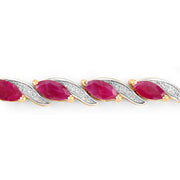 Bids.com 7.78 Carat Genuine Ruby and White Diamond 10K Yellow Gold Bracelet Bracelets Light Gray size 7.00