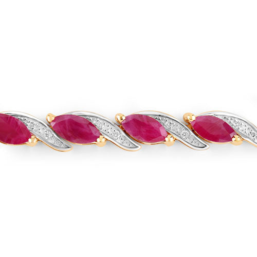 Bids.com 7.78 Carat Genuine Ruby and White Diamond 10K Yellow Gold Bracelet Bracelets Light Gray size 7.00