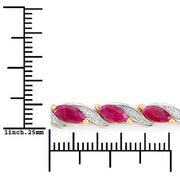 Bids.com 7.78 Carat Genuine Ruby and White Diamond 10K Yellow Gold Bracelet Bracelets White Smoke size 7.00