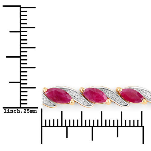 Bids.com 7.78 Carat Genuine Ruby and White Diamond 10K Yellow Gold Bracelet Bracelets White Smoke size 7.00