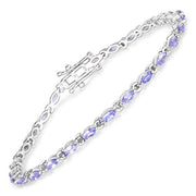 Bids.com 3.78 Carat Genuine Tanzanite .925 Sterling Silver Bracelet Bracelets White Smoke size 7.00