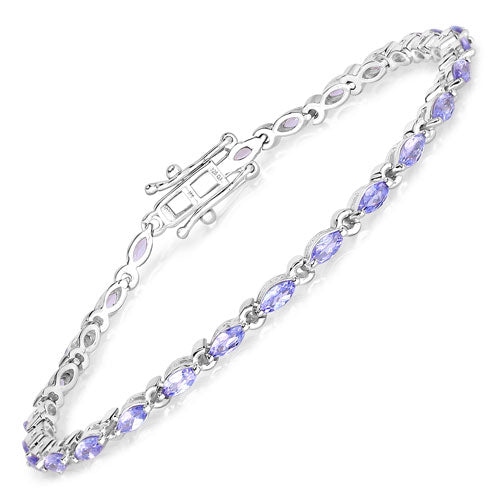 Bids.com 3.78 Carat Genuine Tanzanite .925 Sterling Silver Bracelet Bracelets White Smoke size 7.00