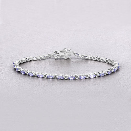 Bids.com 3.78 Carat Genuine Tanzanite .925 Sterling Silver Bracelet Bracelets Light Gray size 7.00
