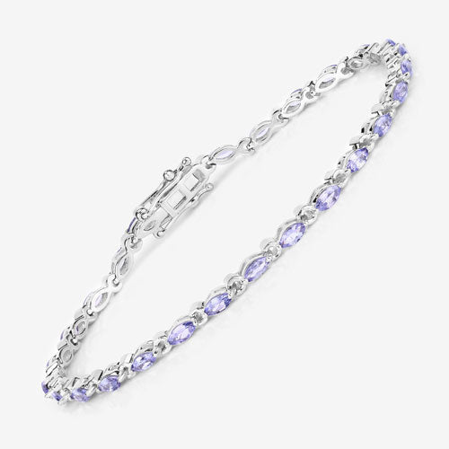 Bids.com 3.78 Carat Genuine Tanzanite .925 Sterling Silver Bracelet Bracelets White Smoke size 7.00