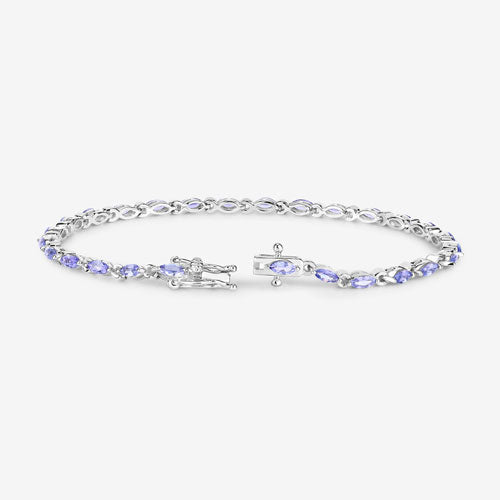 Bids.com 3.78 Carat Genuine Tanzanite .925 Sterling Silver Bracelet Bracelets White Smoke size 7.00