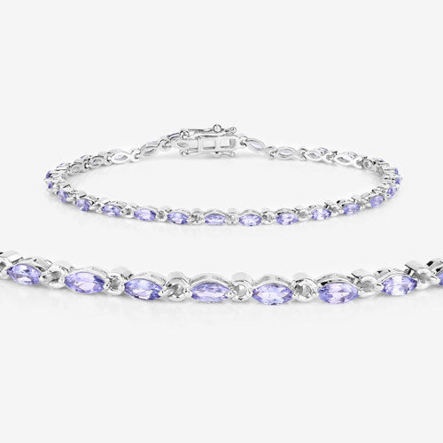 Bids.com 3.78 Carat Genuine Tanzanite .925 Sterling Silver Bracelet Bracelets White Smoke size 7.00