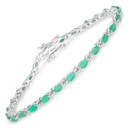 Bids.com 3.24 Carat Genuine Zambian Emerald .925 Sterling Silver Bracelet Bracelets White Smoke size 7.00