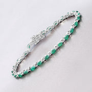Bids.com 3.24 Carat Genuine Zambian Emerald .925 Sterling Silver Bracelet Bracelets Light Gray size 7.00