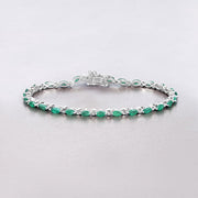 Bids.com 3.24 Carat Genuine Zambian Emerald .925 Sterling Silver Bracelet Bracelets Light Gray size 7.00