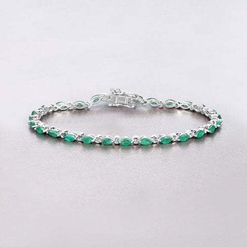 Bids.com 3.24 Carat Genuine Zambian Emerald .925 Sterling Silver Bracelet Bracelets Light Gray size 7.00