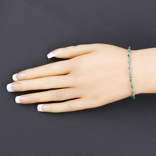 Bids.com 3.24 Carat Genuine Zambian Emerald .925 Sterling Silver Bracelet Bracelets Bisque size 7.00