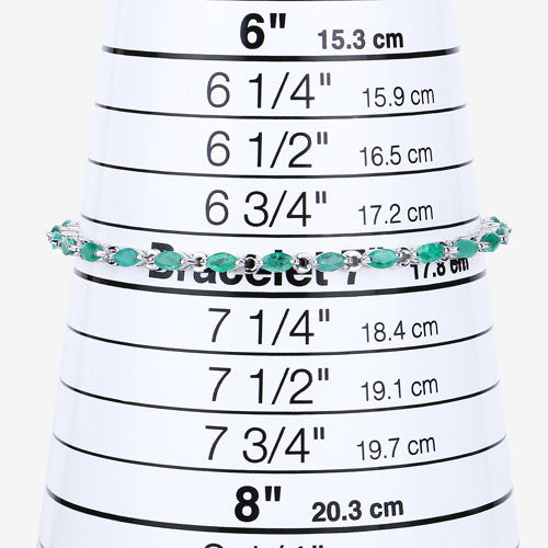 Bids.com 3.24 Carat Genuine Zambian Emerald .925 Sterling Silver Bracelet Bracelets White Smoke size 7.00