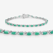 Bids.com 3.24 Carat Genuine Zambian Emerald .925 Sterling Silver Bracelet Bracelets White Smoke size 7.00