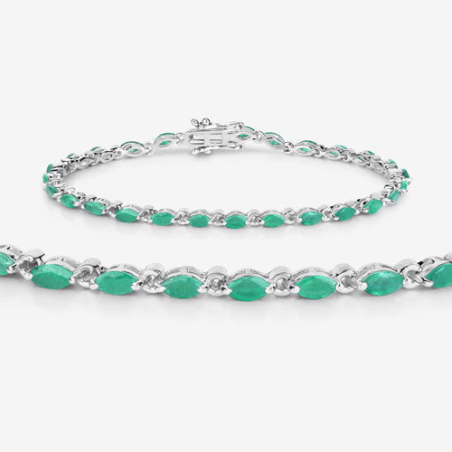 Bids.com 3.24 Carat Genuine Zambian Emerald .925 Sterling Silver Bracelet Bracelets White Smoke size 7.00