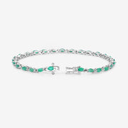 Bids.com 3.24 Carat Genuine Zambian Emerald .925 Sterling Silver Bracelet Bracelets White Smoke size 7.00