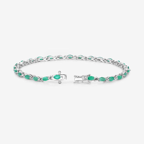Bids.com 3.24 Carat Genuine Zambian Emerald .925 Sterling Silver Bracelet Bracelets White Smoke size 7.00