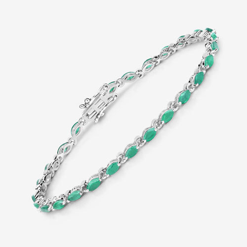 Bids.com 3.24 Carat Genuine Zambian Emerald .925 Sterling Silver Bracelet Bracelets White Smoke size 7.00
