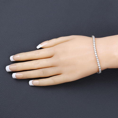 Bids.com 5.10 Carat Lab Grown Diamond 14K White Gold Bracelet Bracelets Wheat size 7.00