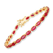 Bids.com 9.50 Carat Genuine Ruby 14K Yellow Gold Bracelet Bracelets White Smoke size 7.00