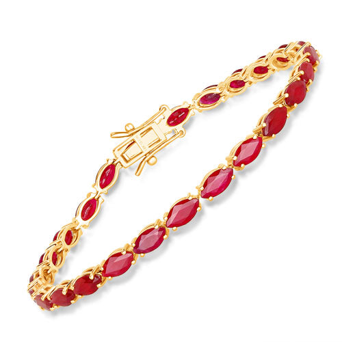 Bids.com 9.50 Carat Genuine Ruby 14K Yellow Gold Bracelet Bracelets White Smoke size 7.00