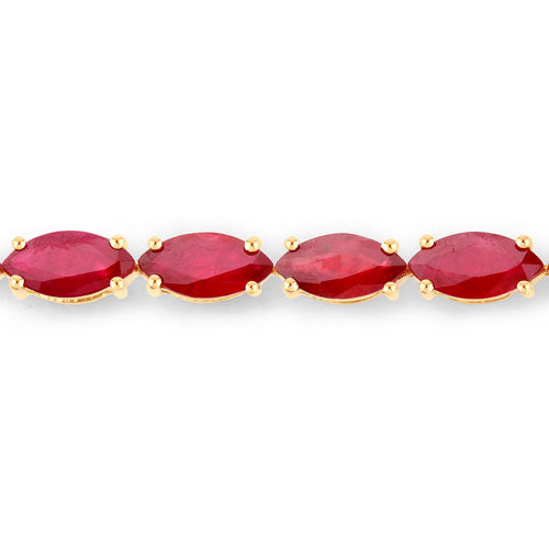 Bids.com 9.50 Carat Genuine Ruby 14K Yellow Gold Bracelet Bracelets Misty Rose size 7.00