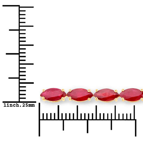 Bids.com 9.50 Carat Genuine Ruby 14K Yellow Gold Bracelet Bracelets White Smoke size 7.00