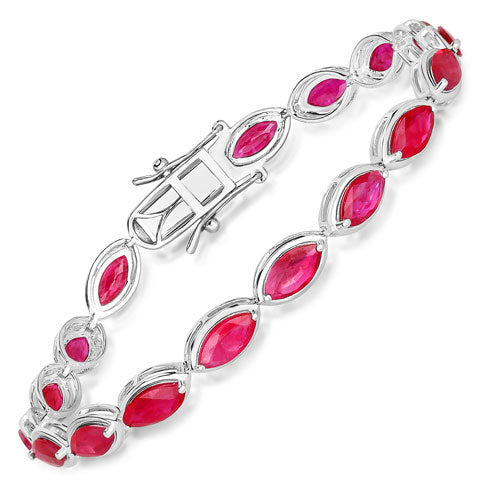 Bids.com 9.00 Carat Genuine Ruby 14K White Gold Bracelet Bracelets White Smoke size 7.00