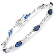 Bids.com 5.58 Carat Genuine Blue Sapphire and White Diamond 14K White Gold Bracelet Bracelets White Smoke size 7.00