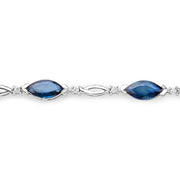 Bids.com 5.58 Carat Genuine Blue Sapphire and White Diamond 14K White Gold Bracelet Bracelets White Smoke size 7.00