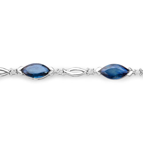 Bids.com 5.58 Carat Genuine Blue Sapphire and White Diamond 14K White Gold Bracelet Bracelets White Smoke size 7.00
