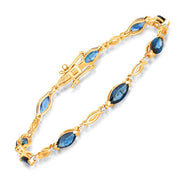 Bids.com 5.58 Carat Genuine Blue Sapphire and White Diamond 14K Yellow Gold Bracelet Bracelets White Smoke size 7.00