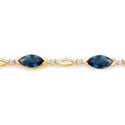 Bids.com 5.58 Carat Genuine Blue Sapphire and White Diamond 14K Yellow Gold Bracelet Bracelets White Smoke size 7.00
